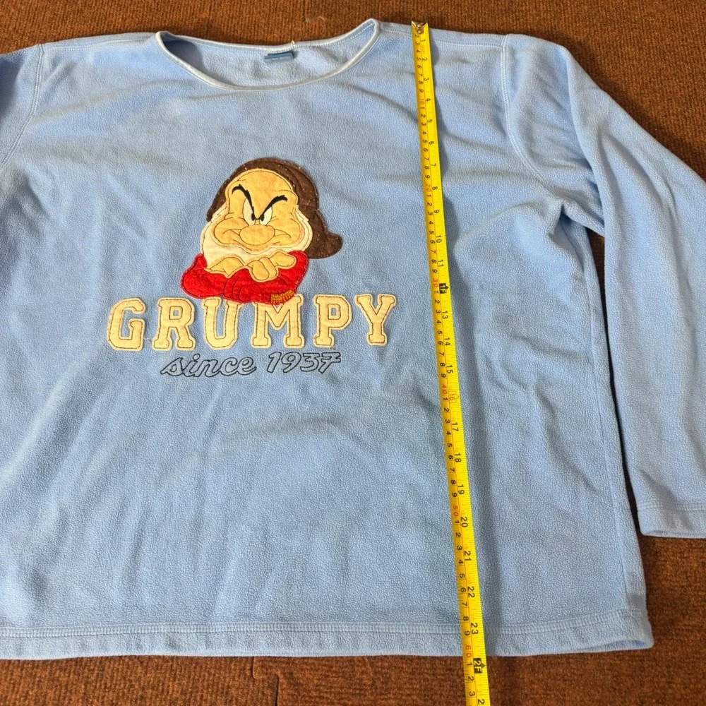Disney Grumpy Since 1937 Blue Fleece Sweatshirt Snow White Dwarf Mens‎ XL A-